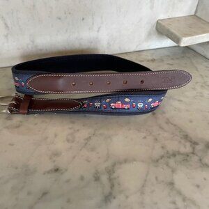 VINEYARD VINES Game Day Blue Ribbon D-Ring Belt Vintage 30